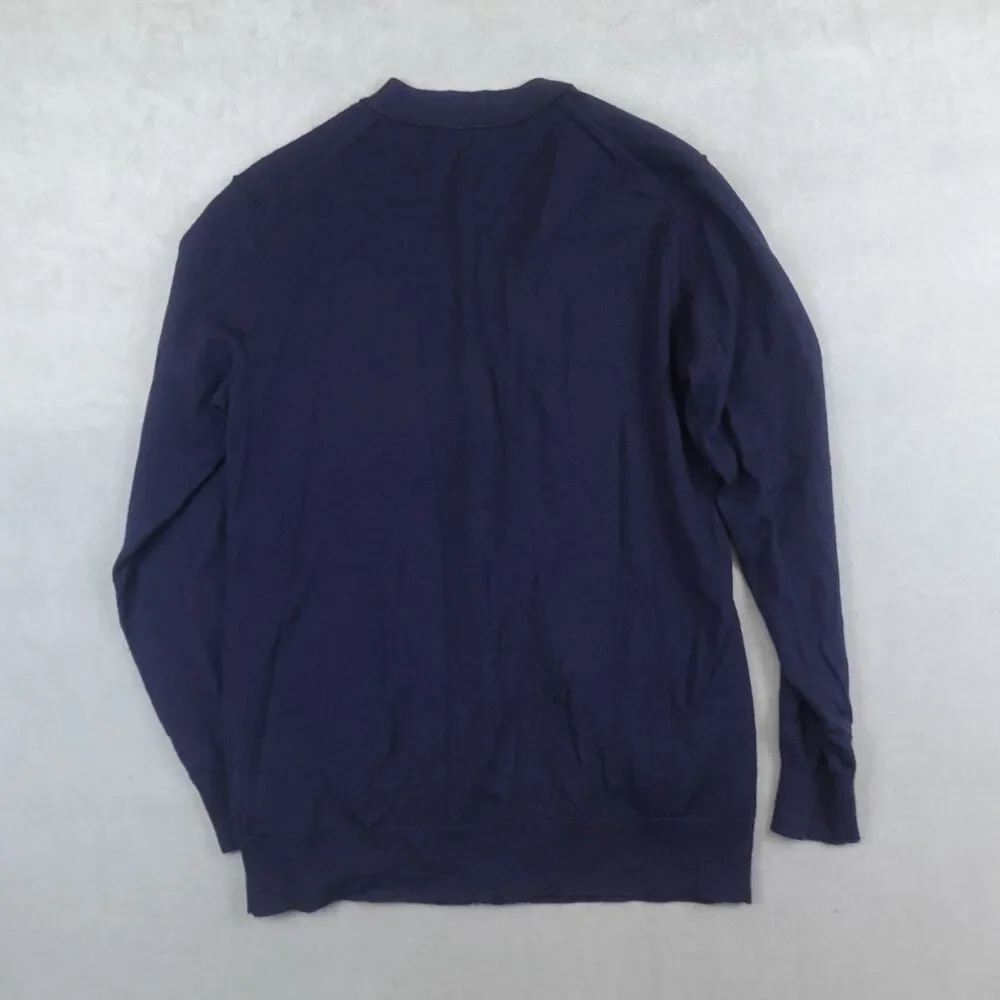 Tory Burch Cardigan Sweater Merino Wool V Neck Button Size XS Navy Classic
